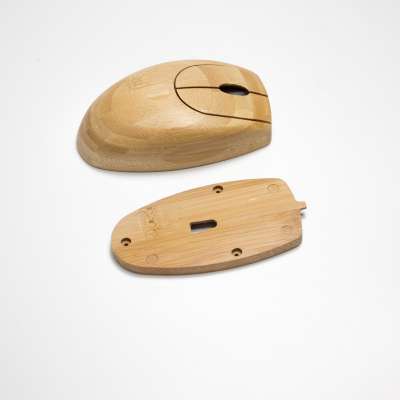 Wireless Optical Bamboo Mouse with USB Receiver for Notebook