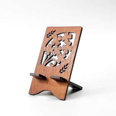 Wooden cell Phone Stand / Phone Holder  with customized laser cut artwork